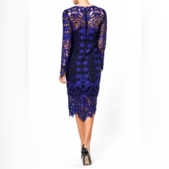 NWT Thurley Nightfall Lace Overlay Crochet Midi Sheath Dress - Picture 9 of 16